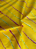 Lime Yellow Multicoloured Lahariya Print Cotton Fabric