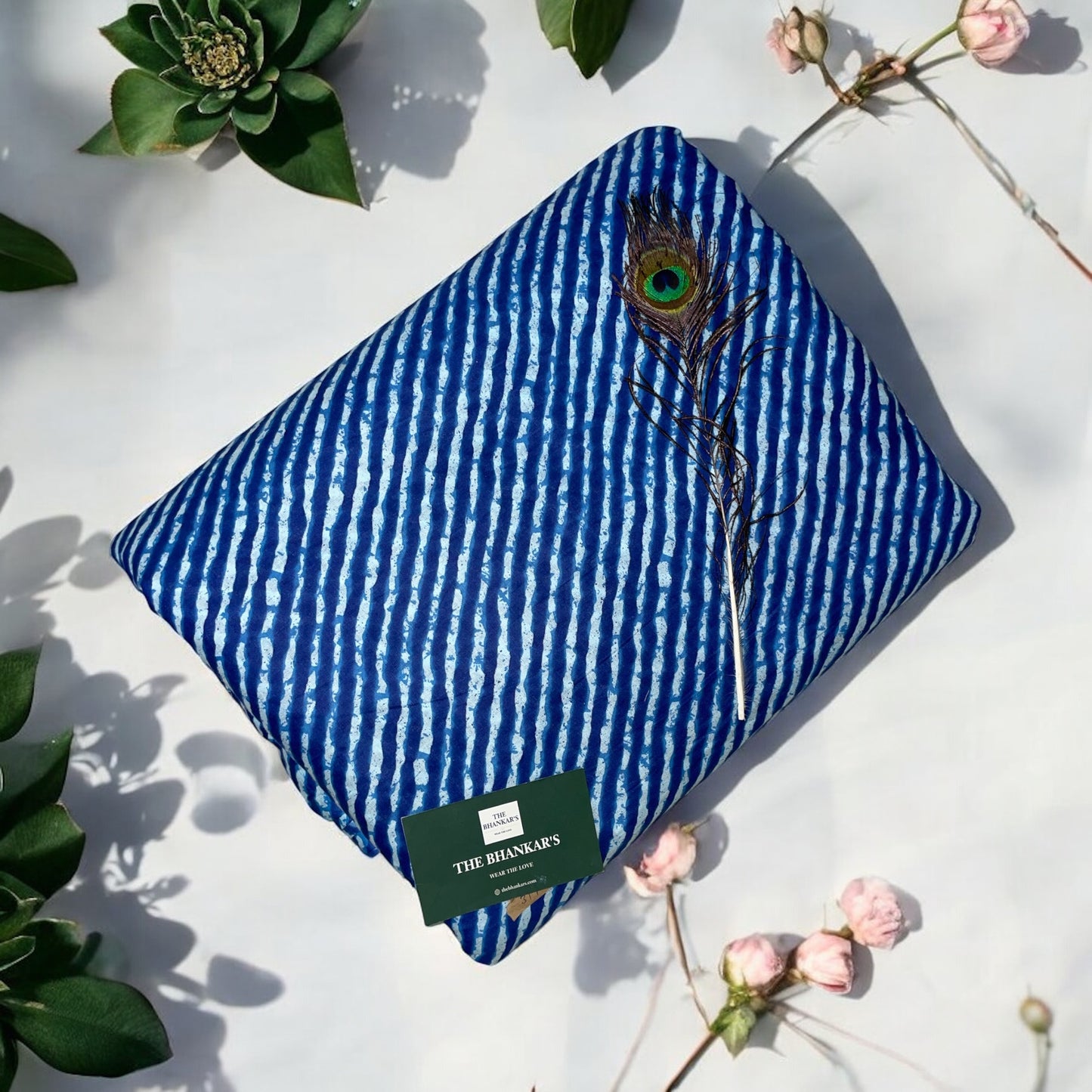 Blue Lahariya Print Cotton Fabric