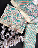 Hand Block Printed Cotton Suit With Mulmul Cotton Dupatta