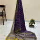 Exclusive Premium Handblock Printed Pure Double Diamond Chiffon Saree with Matching Blouse Piece – Royal Purple Traditional Design