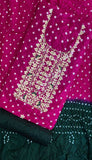 BANDHANI HEAVY SILK FABRIC SUITS WITH BEAUTIFUL HAND GOTAPATTI WORK DUPATTA DOUBLE SHADED