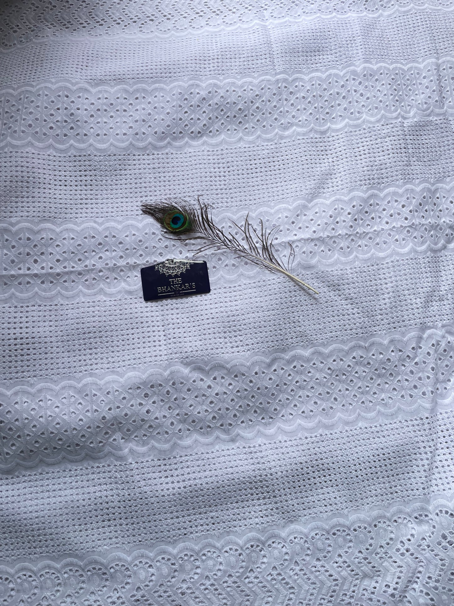 White Hokba Embroidery Fabric Soft and Smooth touch 2.5 mtrs cut