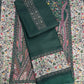 Green Panel Style Floral Printed Semi Pashmina Winter Suit Set