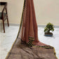 Exclusive Premium Handblock Printed Pure Double Diamond Chiffon Saree with Matching Blouse Piece – Elegant Peach Beige Traditional Design