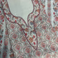 Off White Panel Style Floral Printed Semi Pashmina Winter Suit Set