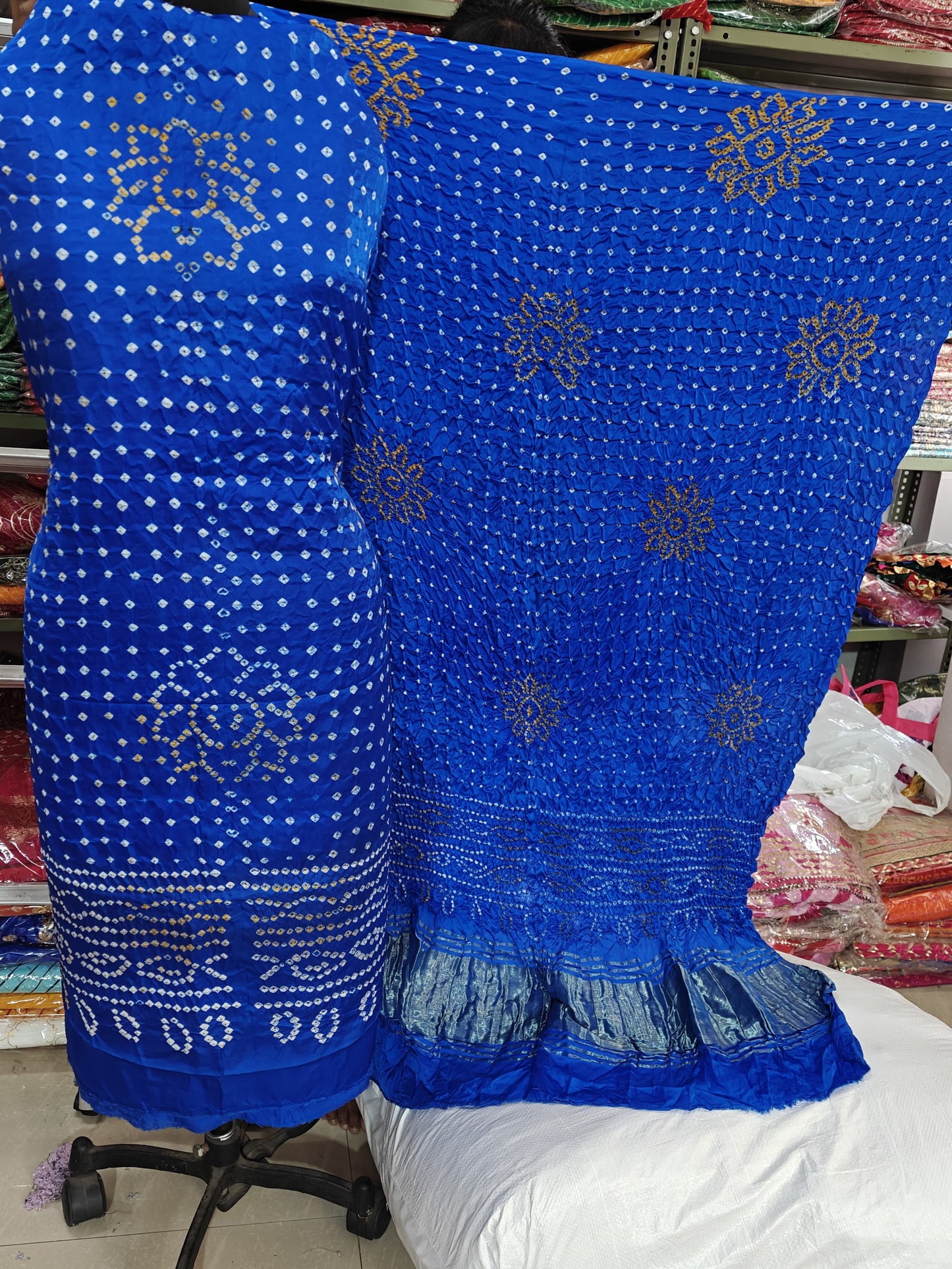 ROYAL BLUE GAJJI SILK FABRIC SUITS WITH HEAVY ZARI RICH HAND PALLU DUPATTA