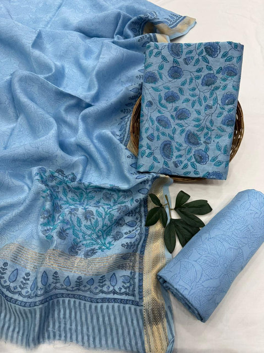 Natural Colours Premium Maheshwari Silk Unstitched Suit with Santoon Bottom – Festive Ready