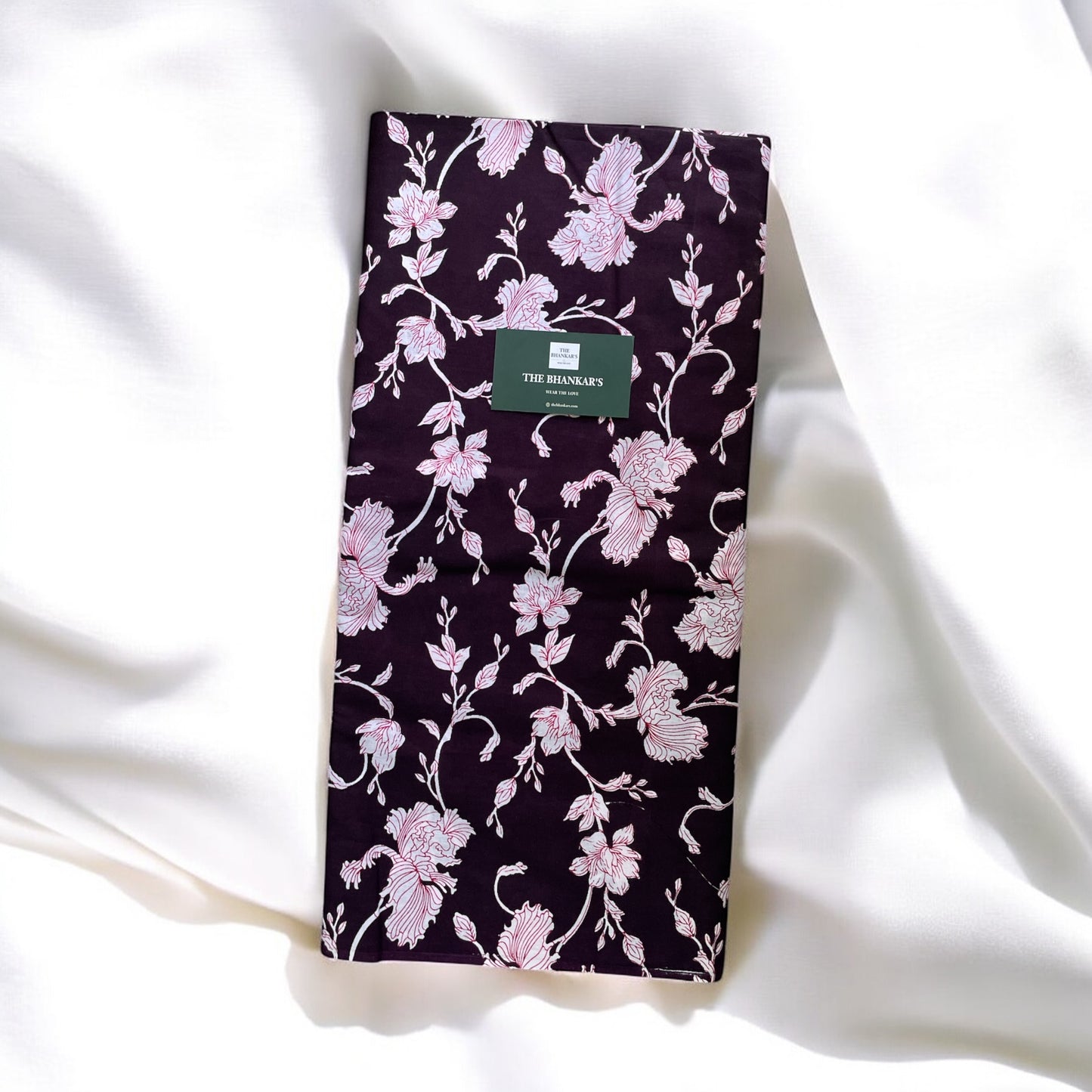 Wine Floral Print Top and Bottom Cotton Combo Set 2.5 Mtr Each