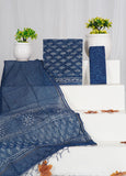 Indigo Dabu Printed Kota Doria Suit Material With Kota Doria Dupatta with Jari Border