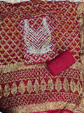 RED COLOUR GHATCHOLA BANDHANI BANARASI SILK FABRIC SUITS WITH BEAUTIFUL HAND GOTAPATTI WORK DUPATTA