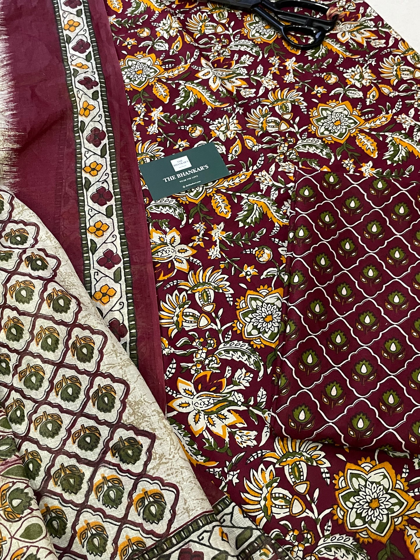 Kalamkari Handblock Printed Cotton Suit With Mulmul Cotton Dupatta