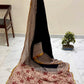 Exclusive Premium Handblock Printed Pure Double Diamond Chiffon Saree with Matching Blouse Piece – Black & Beige