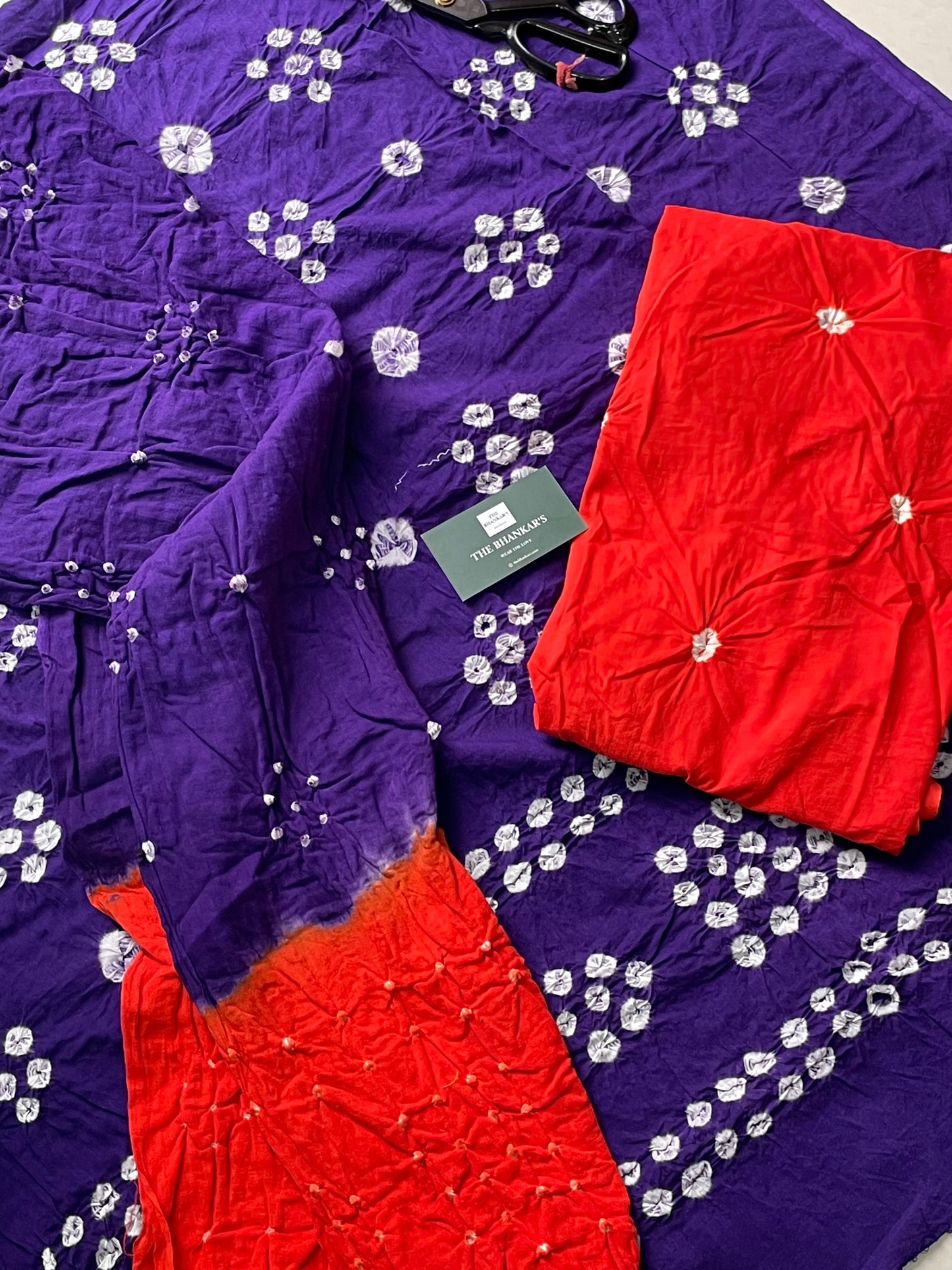 BANDHANI COTTON SUIT SET WITH MULMUL DUPATTA