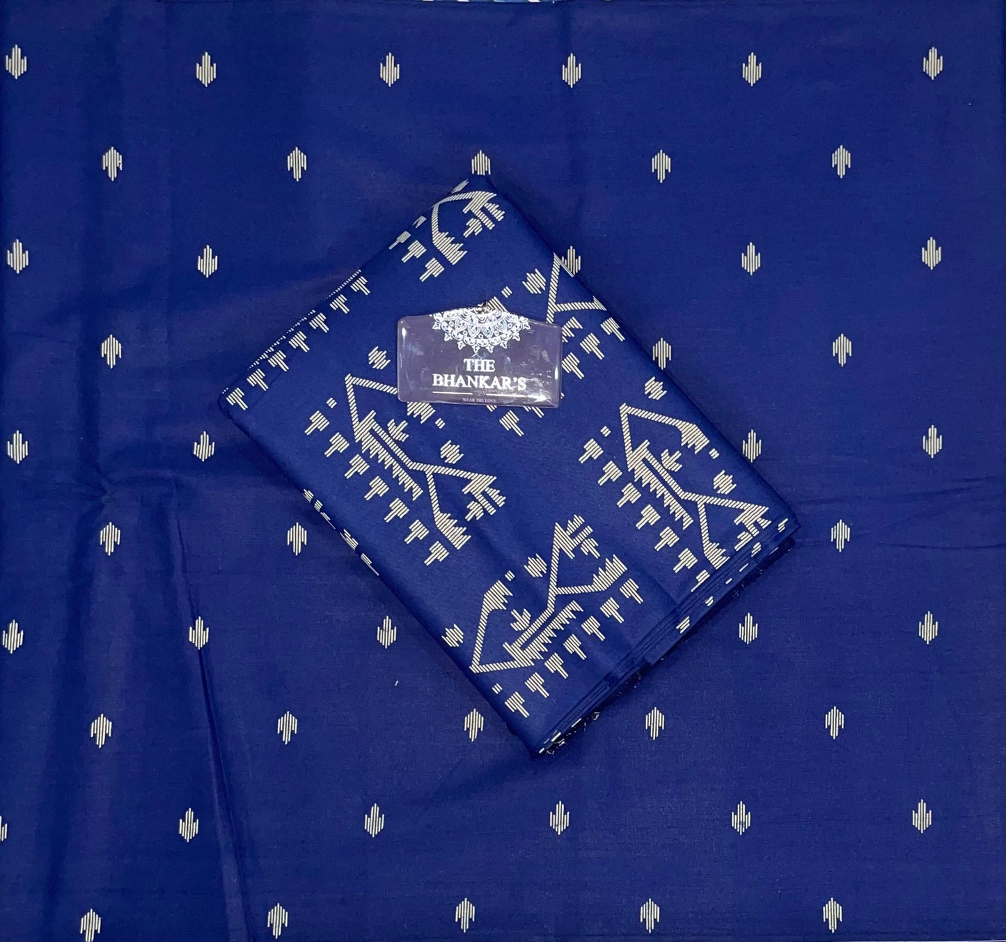 Blue Figure Print Top and Bottom Cotton Combo Set 2.5 Mtr Each