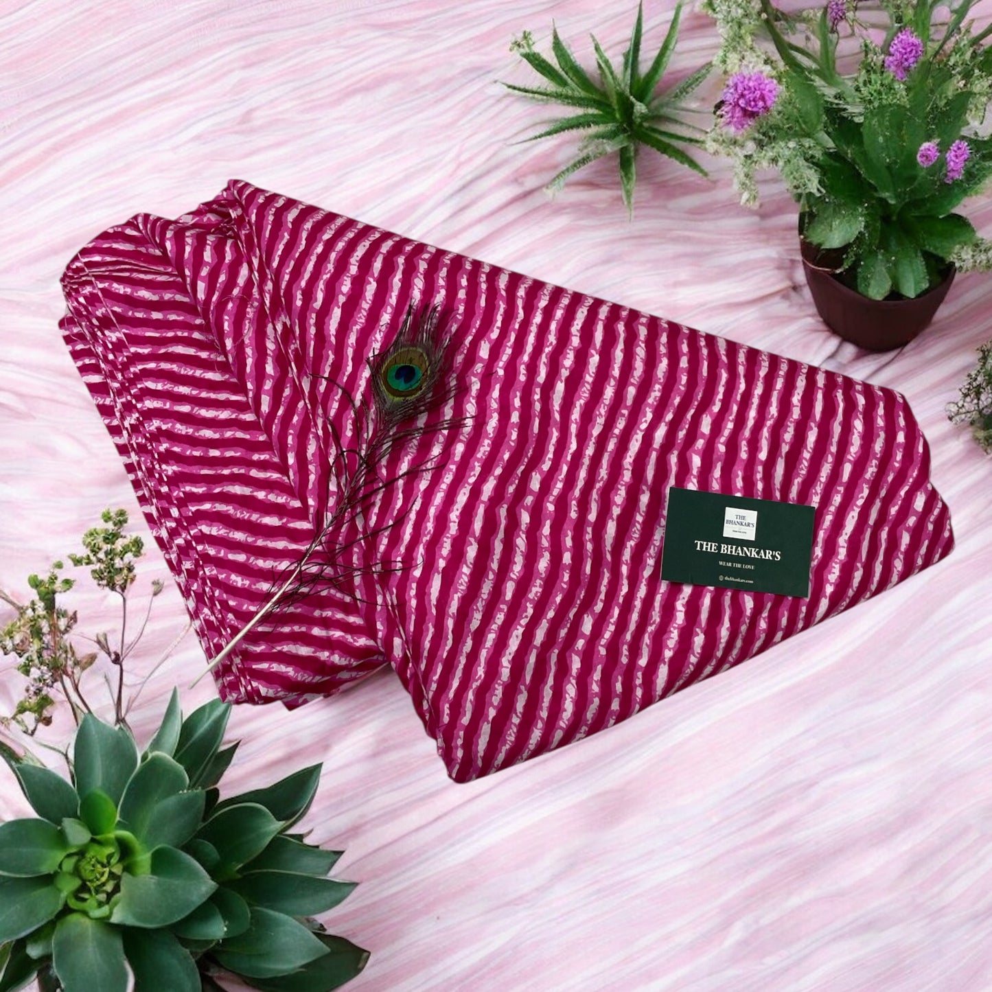 Pink Lahariya Print Cotton Fabric