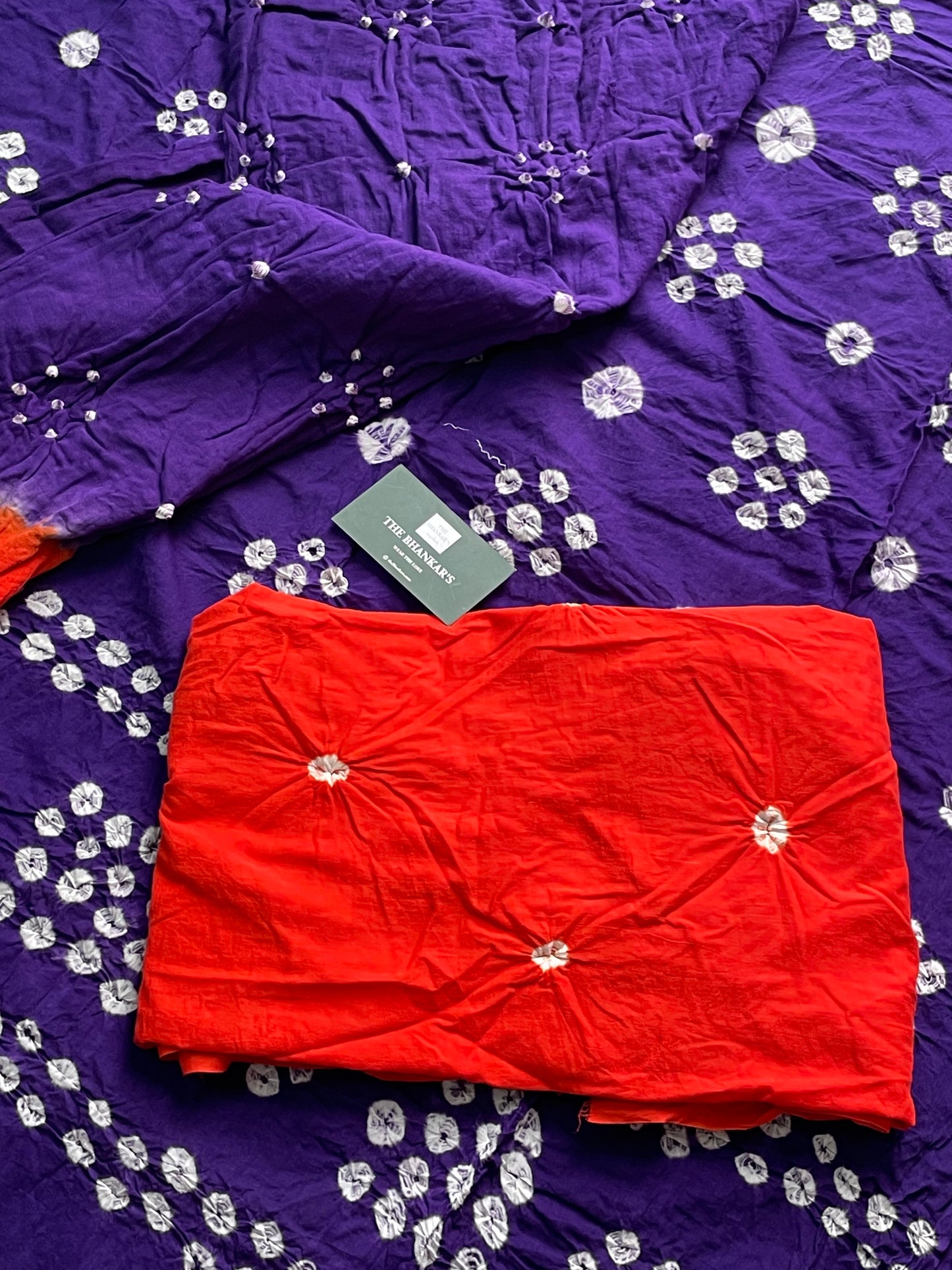 BANDHANI COTTON SUIT SET WITH MULMUL DUPATTA
