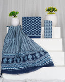 Hand Block Printed Cotton Suit With Mulmul Cotton Dupatta