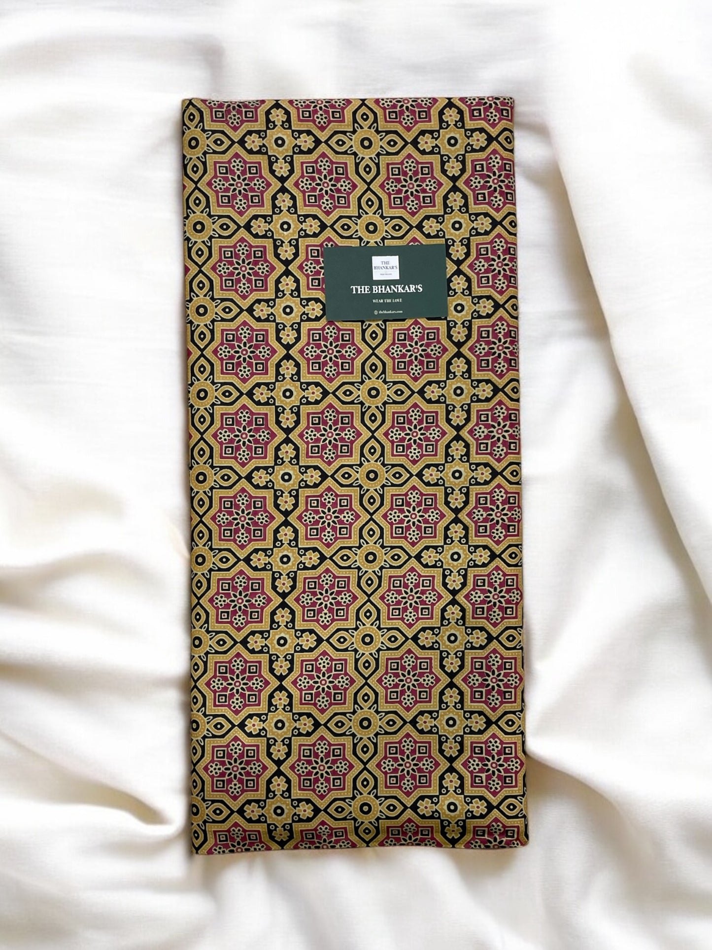 Yellow Ajrakh Top and Bottom Cotton Combo Set 2.5 Mtr Top 2.5 Mtr Bottom