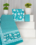 Hand Block Printed Cotton Suit With Mulmul Cotton Dupatta