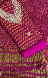 Rani GHATCHOLA Round Neck BANDHANI Art SILK FABRIC SUITS WITH BEAUTIFUL HAND GOTAPATTI WORK DUPATTA