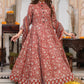 Bagru Handblock Printed Anarkali Set With Kota doria Dupatta with Zari Border