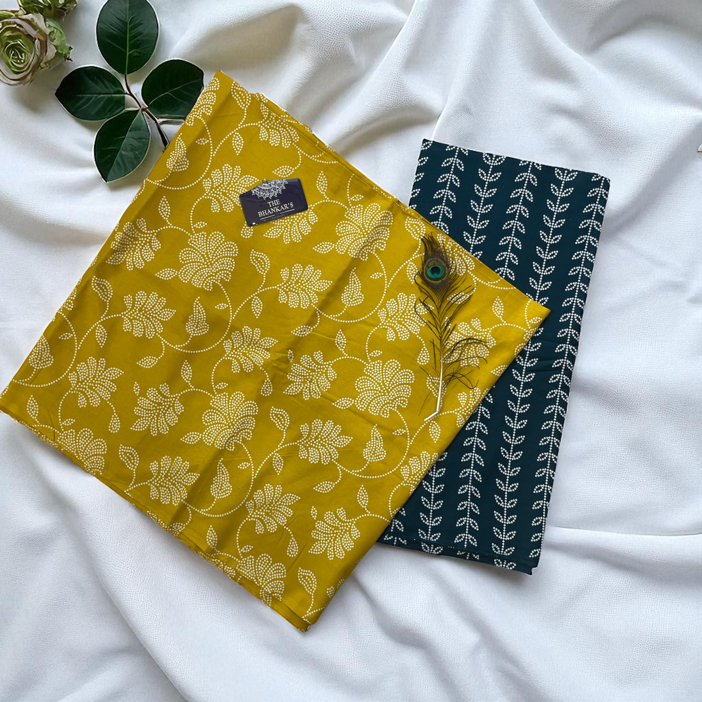 Bandhani Print Top and Bottom Cotton Combo Set Fabric 2.5 Mtr Top 2.5 Mtr Bottom