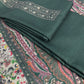 Green Panel Style Floral Printed Semi Pashmina Winter Suit Set