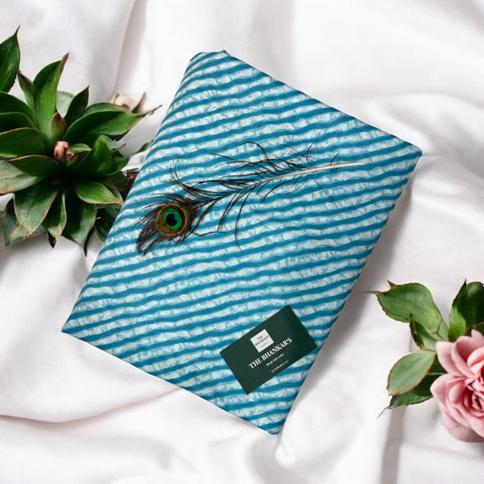 Sky Blue Lahariya Print Cotton Fabric