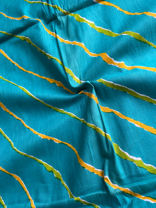 Multicoloured Lahariya Print Cotton Fabric