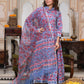 Bagru Handblock Printed Anarkali Set With Kota doria Dupatta with Zari Border