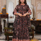Bagru Handblock Printed Anarkali Set With Kota doria Dupatta with Zari Border