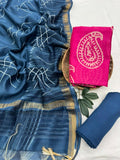 Premium Maheshwari Silk Unstitched Suit with Santoon Bottom – Festive Ready