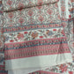 Off White Panel Style Floral Printed Semi Pashmina Winter Suit Set