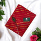 Red Multicoloured Lahariya Print Cotton Fabric