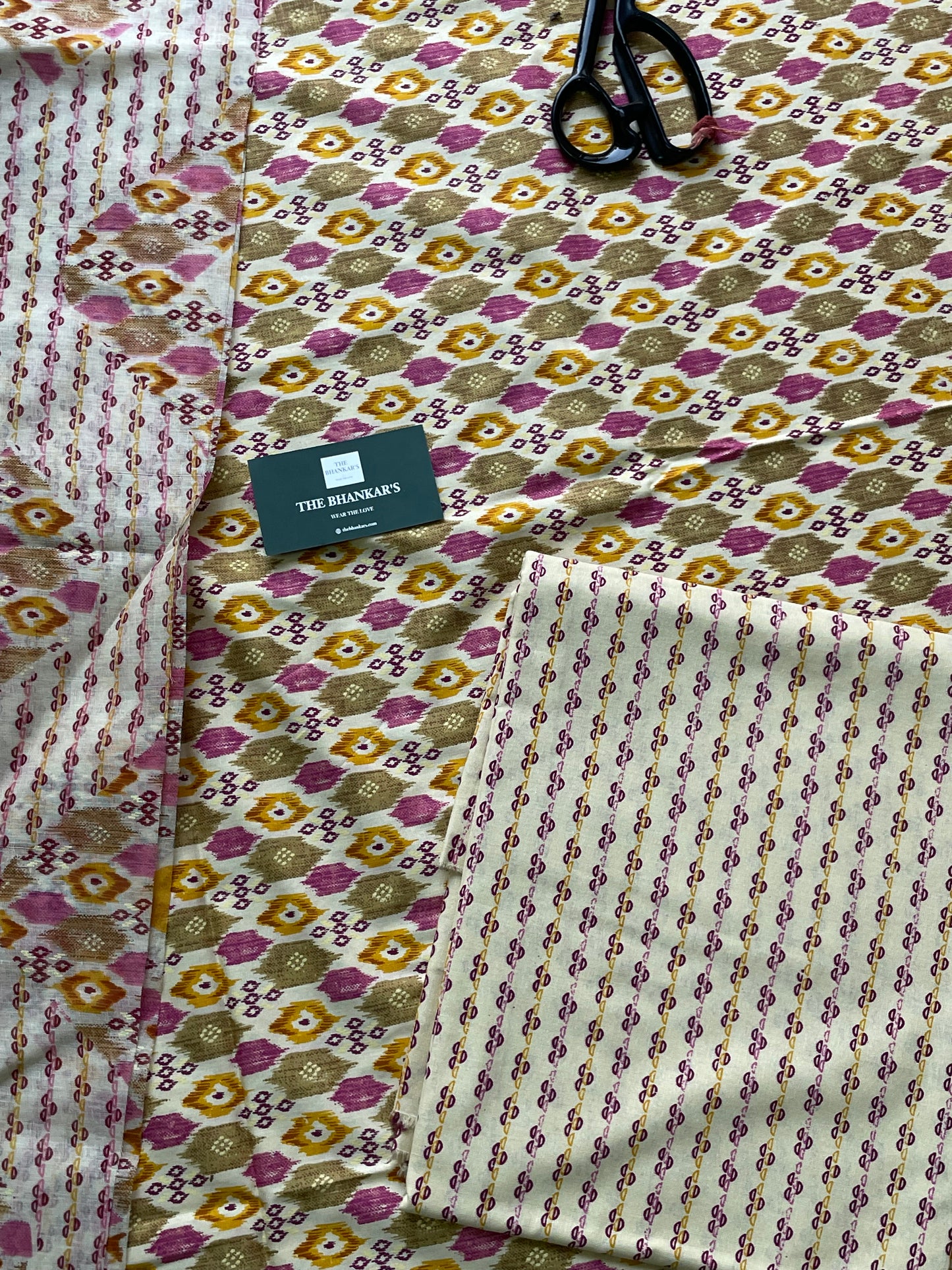 Yellow Geometry Beautiful Handblock Printed Cotton Suit With  Mulmul Cotton Dupatta