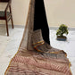 Exclusive Premium Handblock Printed Pure Double Diamond Chiffon Saree with Matching Blouse Piece – Classic Black & Beige