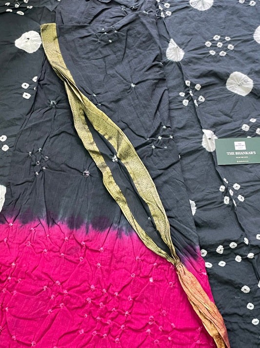 BANDHANI COTTON SUIT SET WITH MULMUL DUPATTA