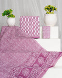 Hand Block Printed Cotton Suit With Mulmul Cotton Dupatta