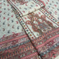Off White Panel Style Floral Printed Semi Pashmina Winter Suit Set