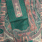 Green Panel Style Floral Printed Semi Pashmina Winter Suit Set