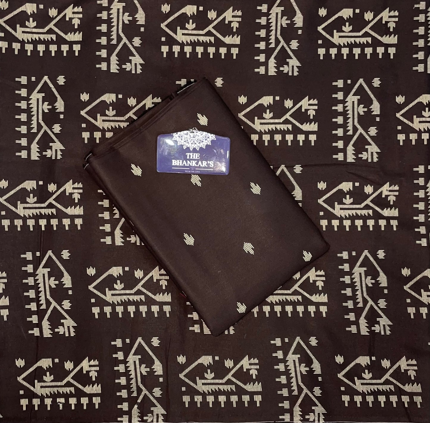 Brown figure Print Top and Bottom Cotton Combo Set 2.5 Mtr Each