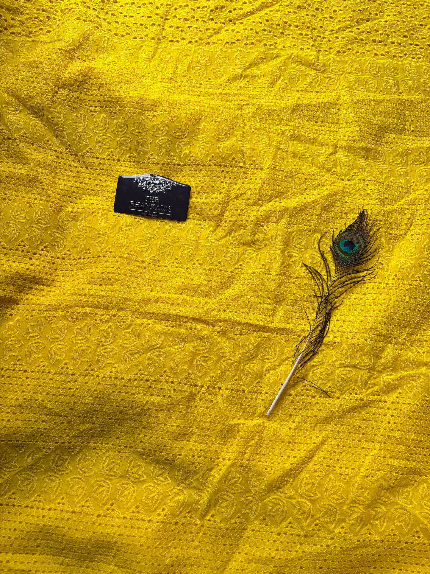 Lime Colour Hokba Embroidery Fabric Soft and Smooth touch 2.5 mtrs cut