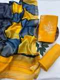 Festive Maheshwari Silk Unstitched Suit – Santoon Bottom with Matching Dupatta