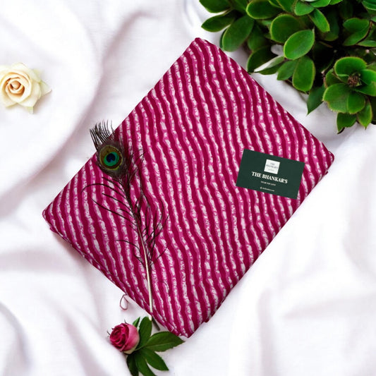 Pink Lahariya Print Cotton Fabric