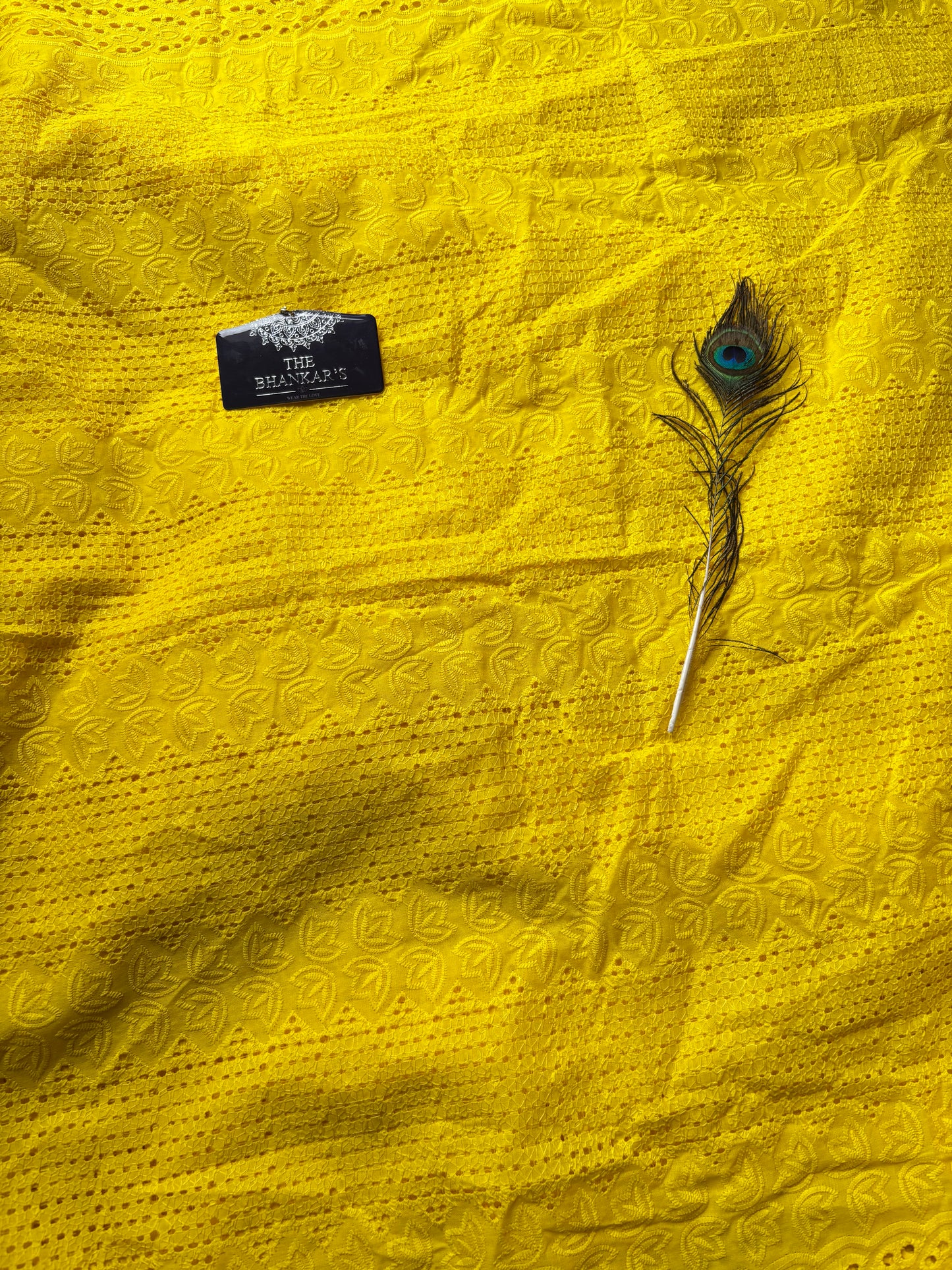 Lime Colour Hokba Embroidery Fabric Soft and Smooth touch 2.5 mtrs cut