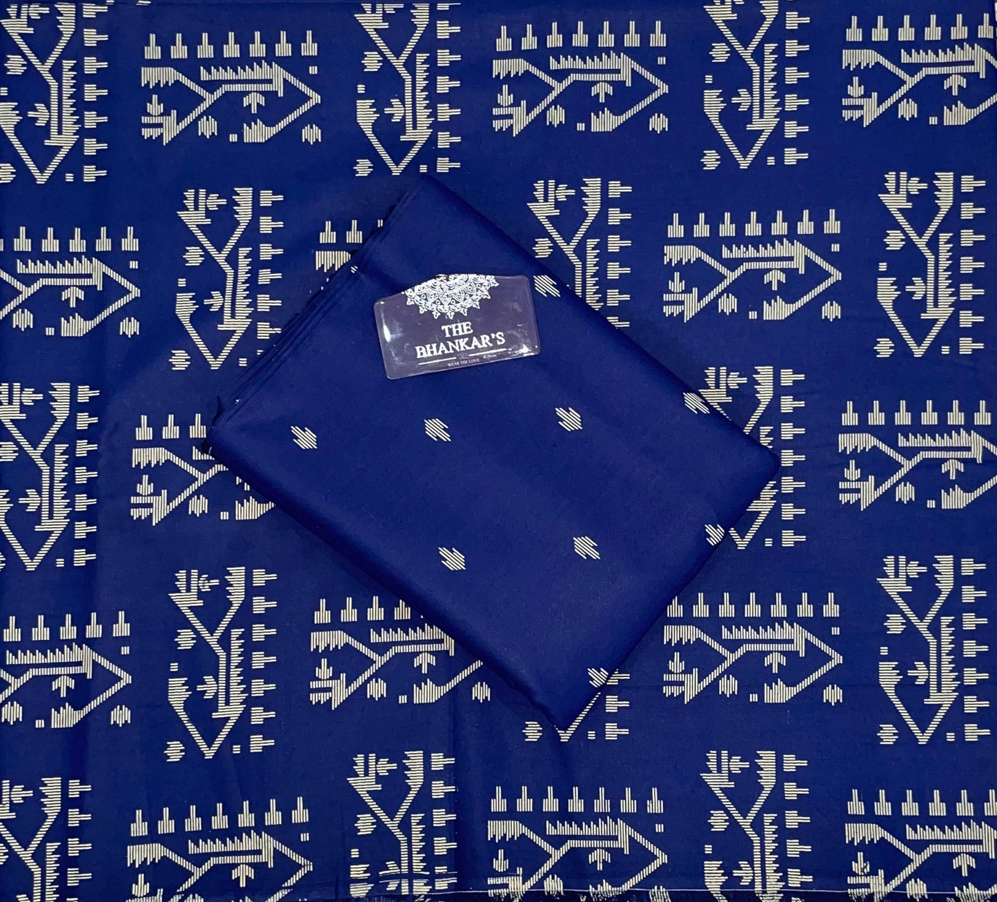 Blue Figure Print Top and Bottom Cotton Combo Set 2.5 Mtr Each