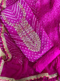 PINK BANDHANI HEAVY SILK FABRIC SUITS WITH BEAUTIFUL HAND GOTAPATTI WORK DUPATTA
