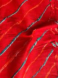 Red Multicoloured Lahariya Print Cotton Fabric