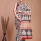 Bagru Kalamkari Handblock Printed Cotton Mulmul Saree with Blouse Piece