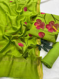 Hand-painted Premium Maheshwari Silk Unstitched Suit with Santoon Bottom – Festive Ready